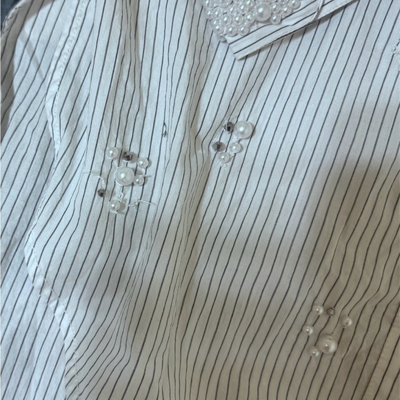 Anthropologie White Striped Button Down Shirt - Picture 4 of 9